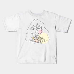 abstract lady, line art woman Kids T-Shirt